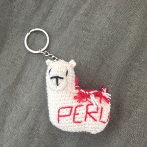 White and Red Llama Keychain Peru 🇵🇪